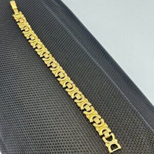 Vintage Avon Gold Tone Fluted Link Bracelet, Late 1980s, Chic, Signed, 7 " Long-